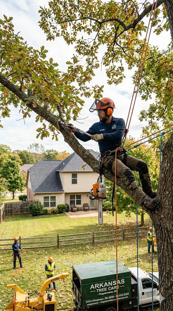 Tree care on a landscaped property